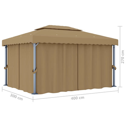 Paviljong med draperi 4x3 m  aluminium