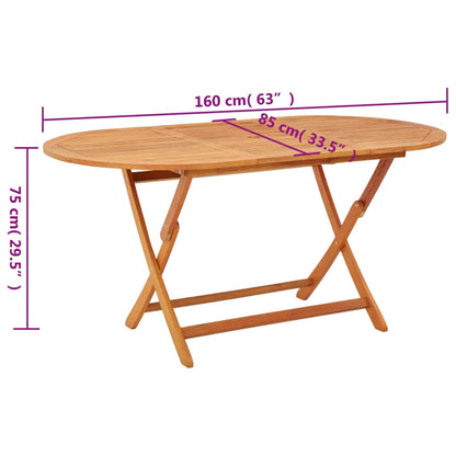 Hopfällbart trädgårdsbord 160x85x75 cm massivt eukalyptusträ