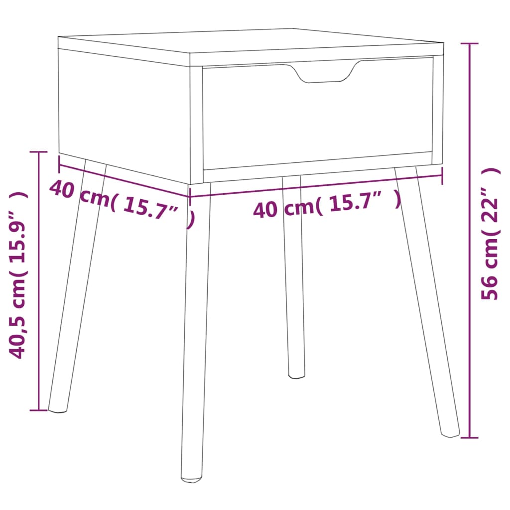 Sängbord 2 st Vit och sonoma-ek 40x40x56 cm spånskiva