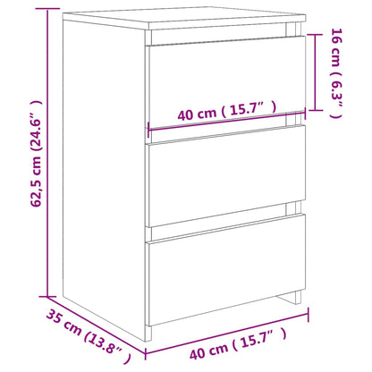 Sängbord 2 st sonoma-ek 40x35x62,5 cm konstruerat trä