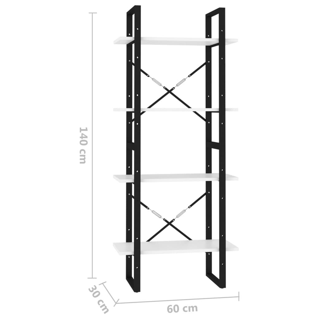 Bokhylla 4 hyllplan betonggrå 60x30x140 cm spånskiva