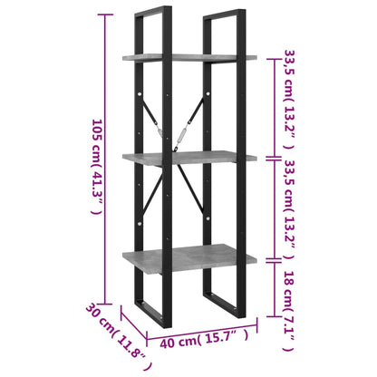 Bokhylla 3 hyllplan sonoma-ek 40x30x105 cm spånskiva