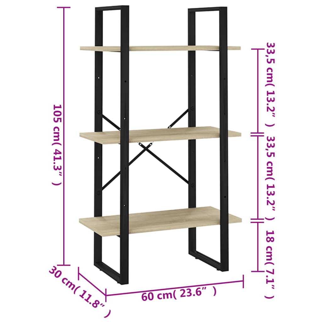 Förvaringshylla sonoma-ek 60x30x210 cm konstruerat trä