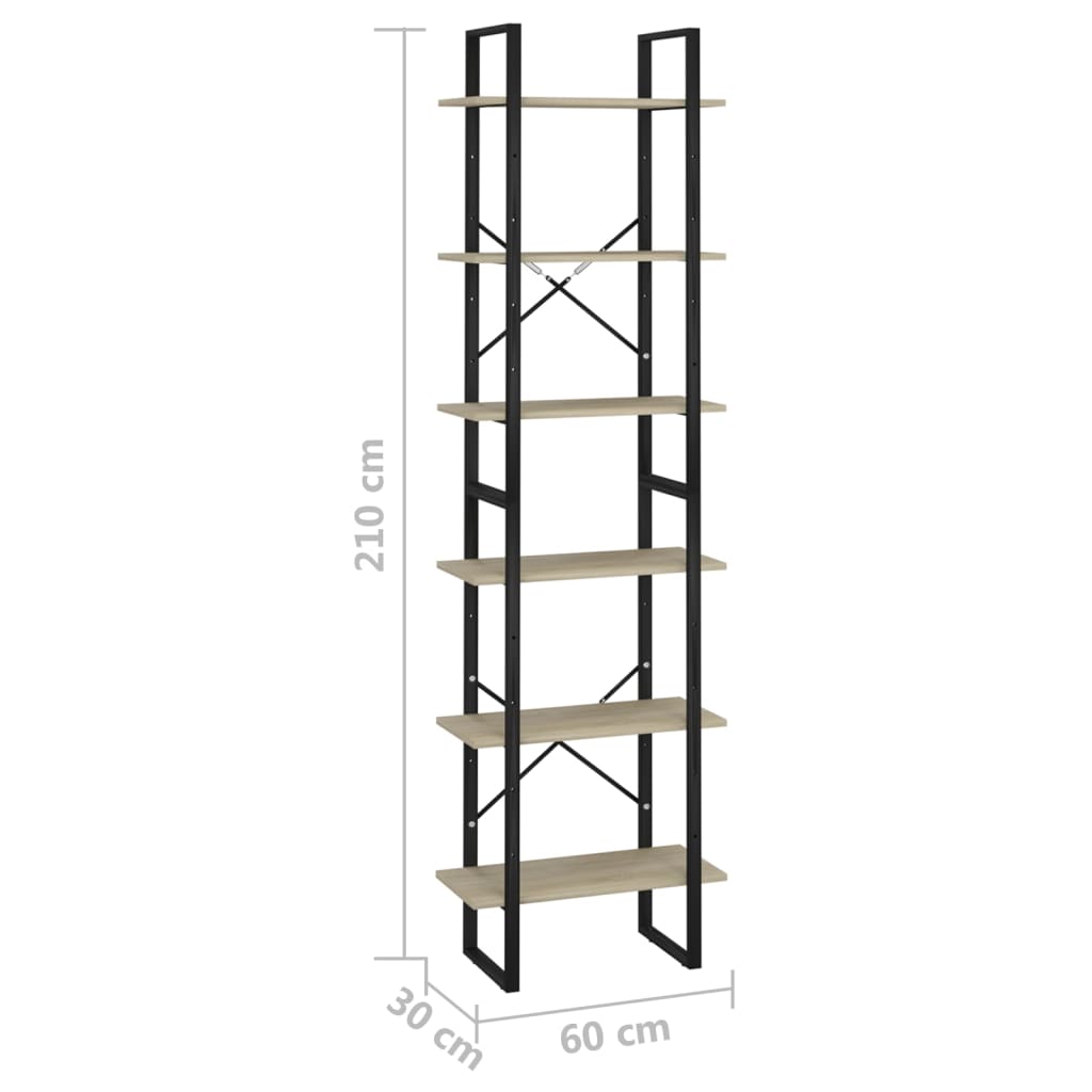 Förvaringshylla sonoma-ek 60x30x210 cm konstruerat trä