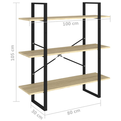 Bokhylla sonoma-ek 100x30x105 cm spånskiva