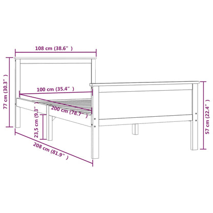 Sängram honungsbrun massiv furu 100x200 cm - Möbelfabriken