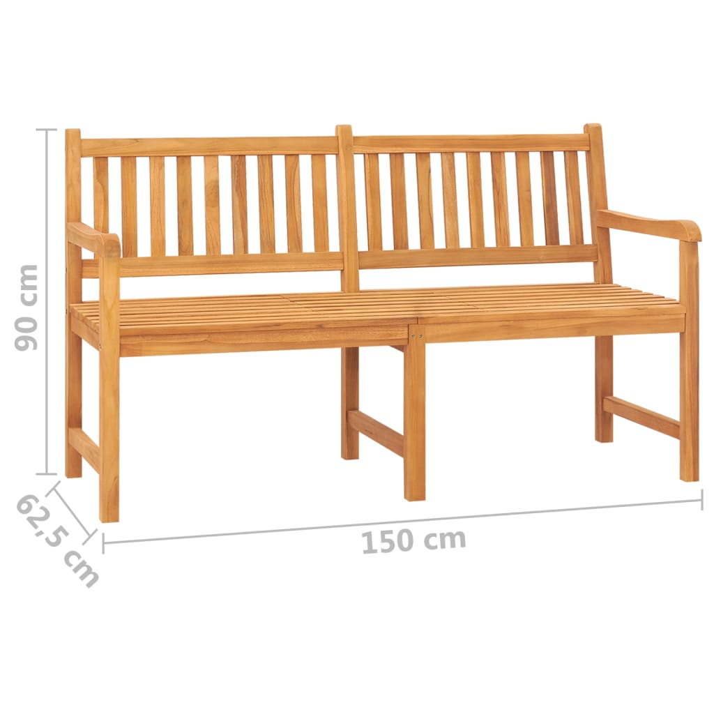 Trädgårdsbänk 3-sits med bord 150 cm massiv teak