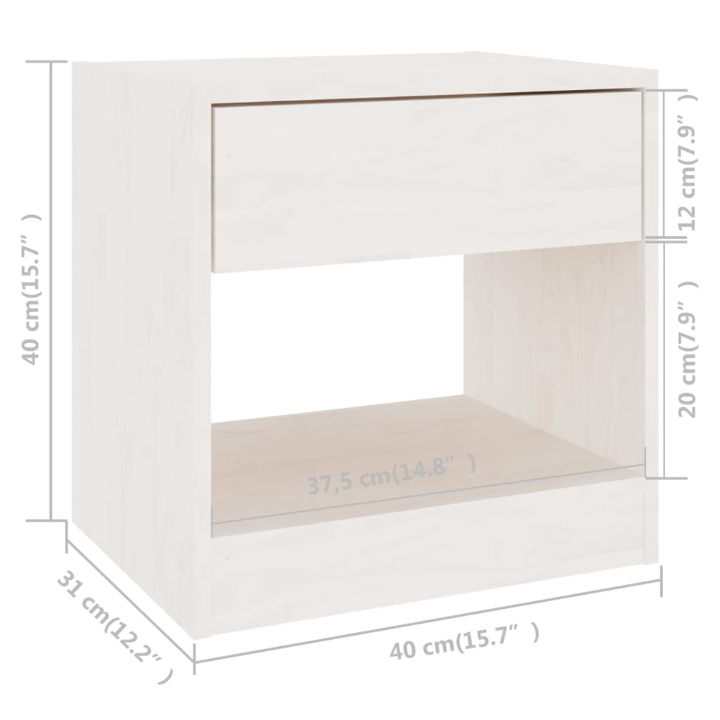 Sängbord 2 st 40x31x40 cm massiv furu