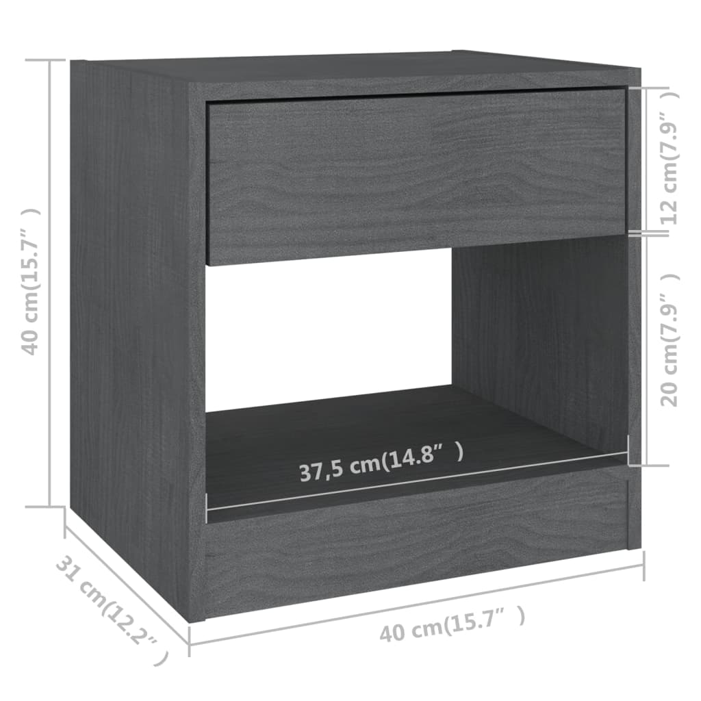 Sängbord 40x31x40 cm massiv furu