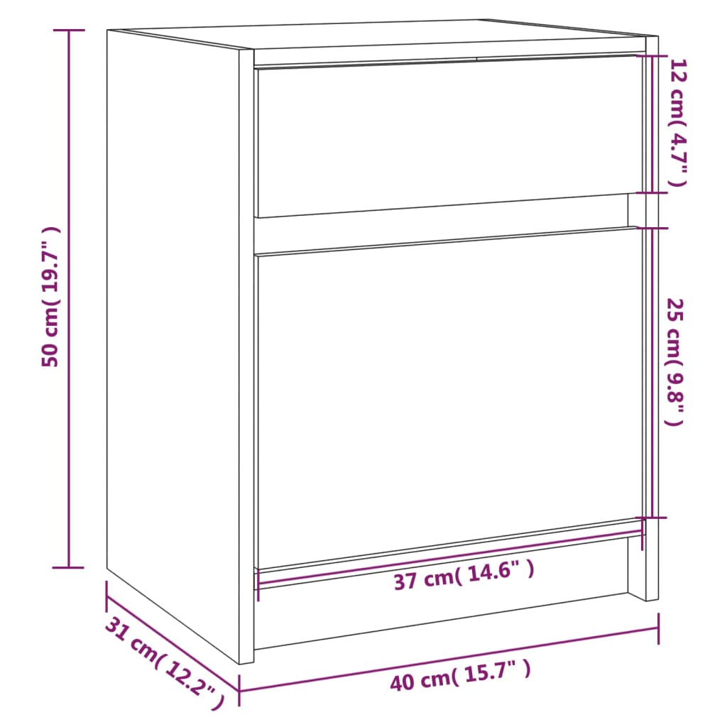 Sängbord 2 st 40x31x50 cm massiv furu