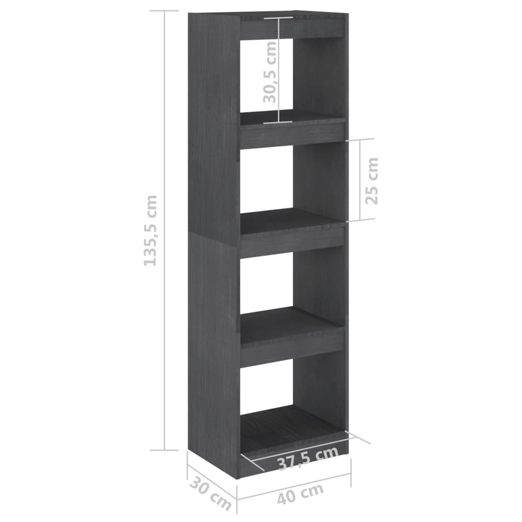 Bokhylla/rumsavdelare 40x30x135,5 cm massiv furu