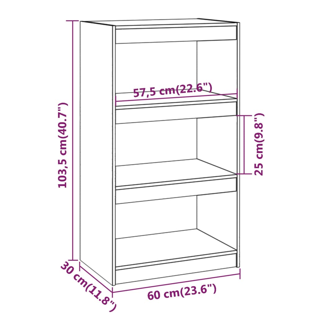 Bokhylla/rumsavdelare 40x30x103,5 cm massiv furu - Möbelfabriken