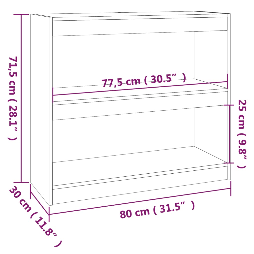 Bokhylla/rumsavdelare 80x30x71,5 cm massiv furu - Möbelfabriken