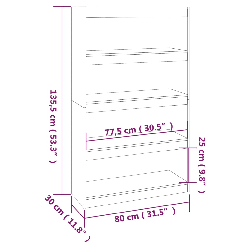 Bokhylla/rumsavdelare honungsbrun 80x30x135,5 cm furu - Möbelfabriken