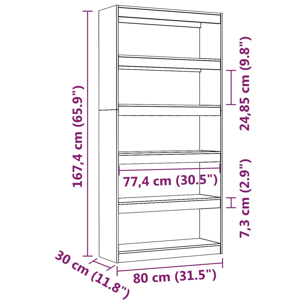 Bokhylla/rumsavdelare 60x30x167,5 cm massiv furu - Möbelfabriken