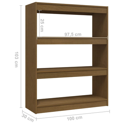 Bokhylla/Rumsavdelare honungsbrun 100x30x103 cm furu