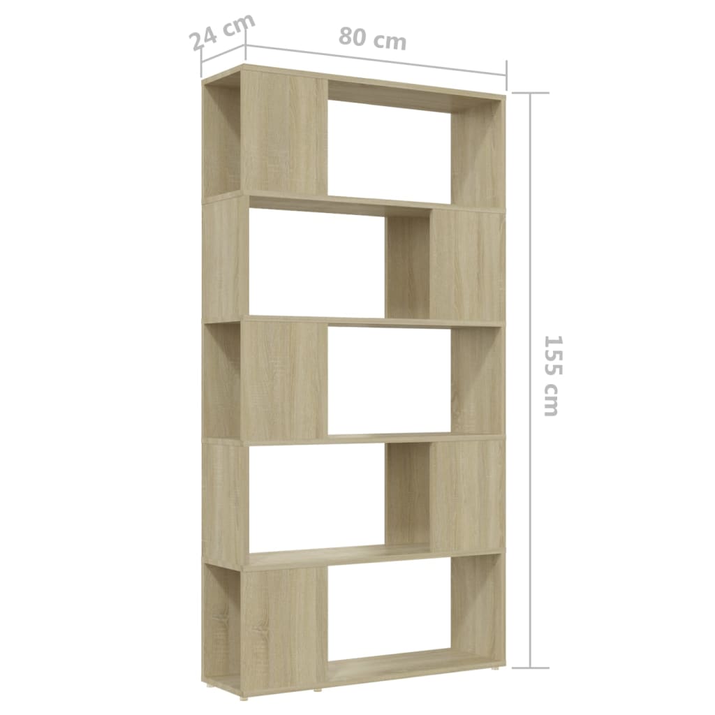 Bokhylla/Rumsavdelare sonoma-ek 80x24x155 cm konstruerat trä