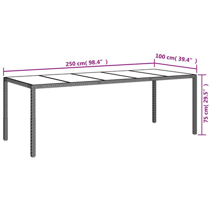 Utebord  190x90x75 cm härdat glas och konstrotting