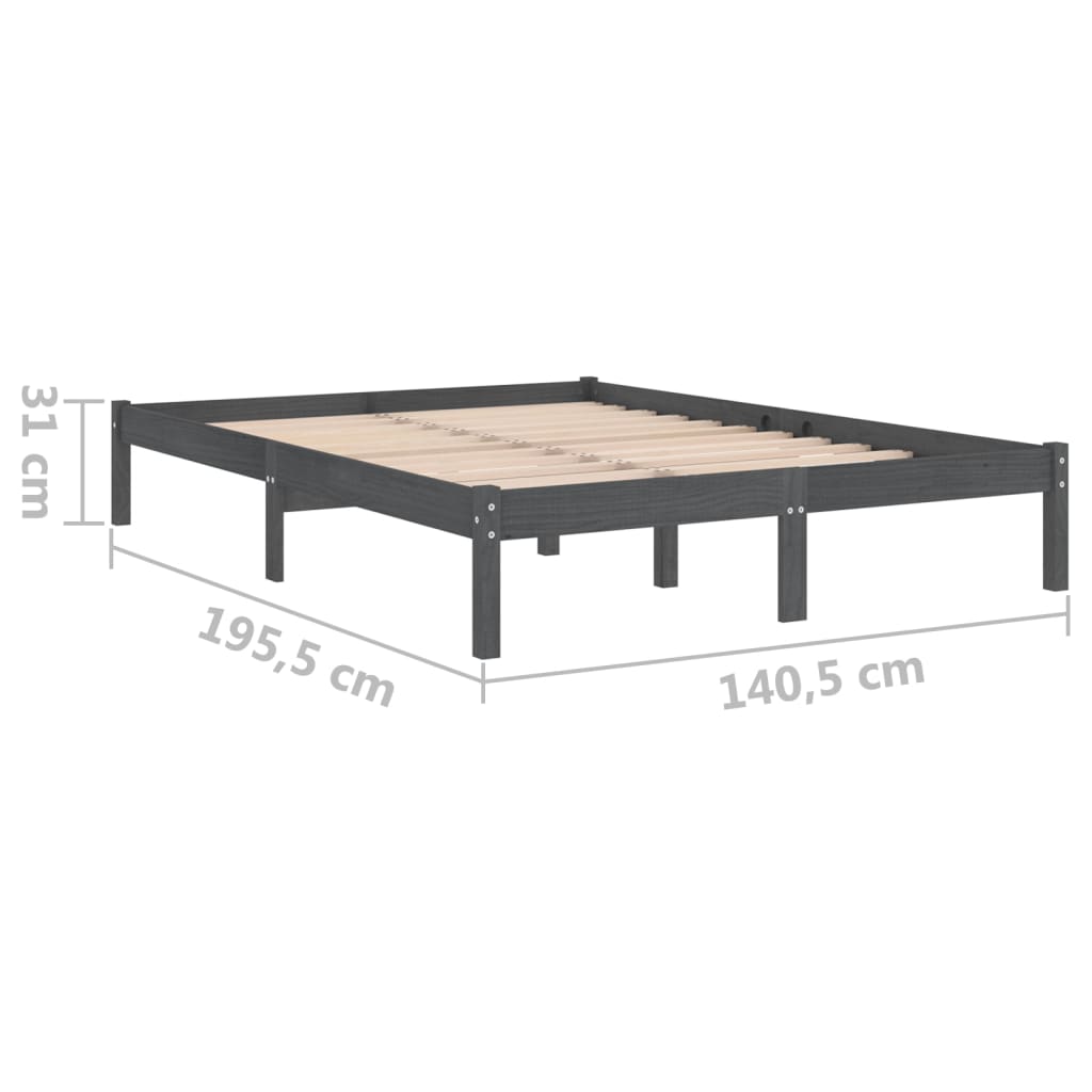 Sängram honungsbrun massivt trä 135x190 cm