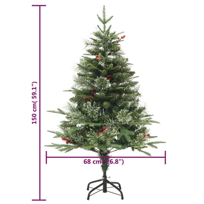 Belyst julgran med kottar  150 cm PVC&PE