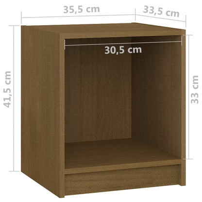 Sängbord honungsbrun 35,5x33,5x41,5 cm massiv furu