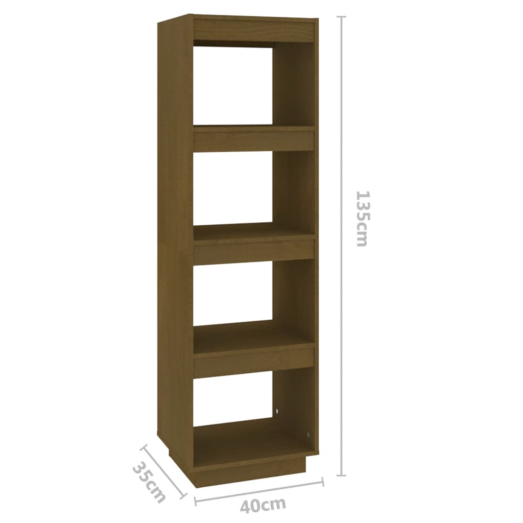 Bokhylla/rumsavdelare honungsbrun 40x35x135 cm massiv furu - Möbelfabriken