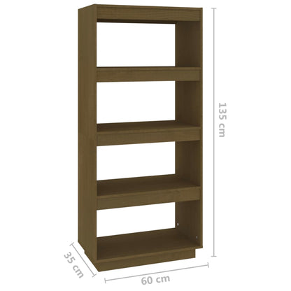 Bokhylla/rumsavdelare honungsbrun 40x35x135 cm massiv furu - Möbelfabriken