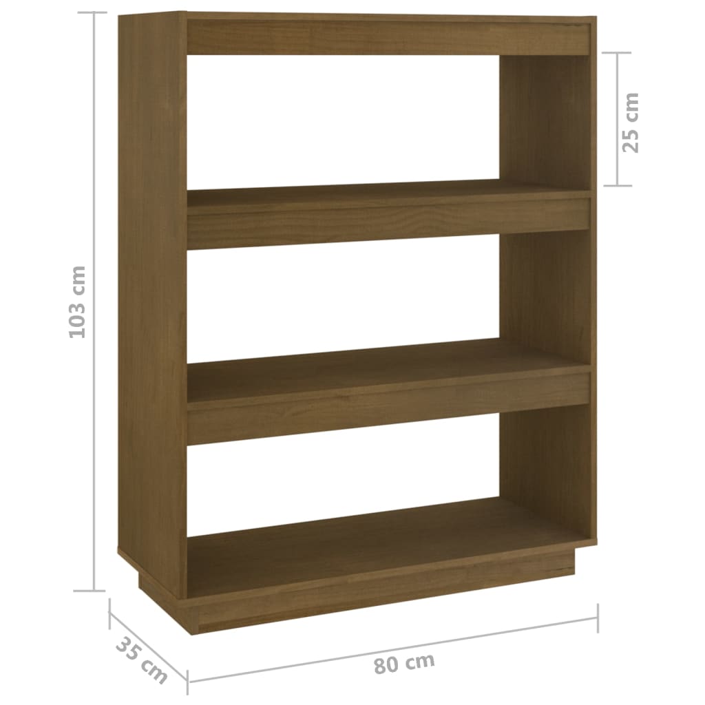 Bokhylla/rumsavdelare honungsbrun 40x35x135 cm massiv furu - Möbelfabriken