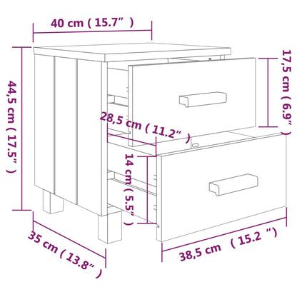 Sängbord HAMAR 2 st honungsbrun 40x35x44,5cm massivt trä