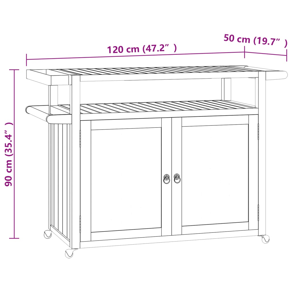 Barvagn 120x50x90 cm massivt teakträ - Möbelfabriken