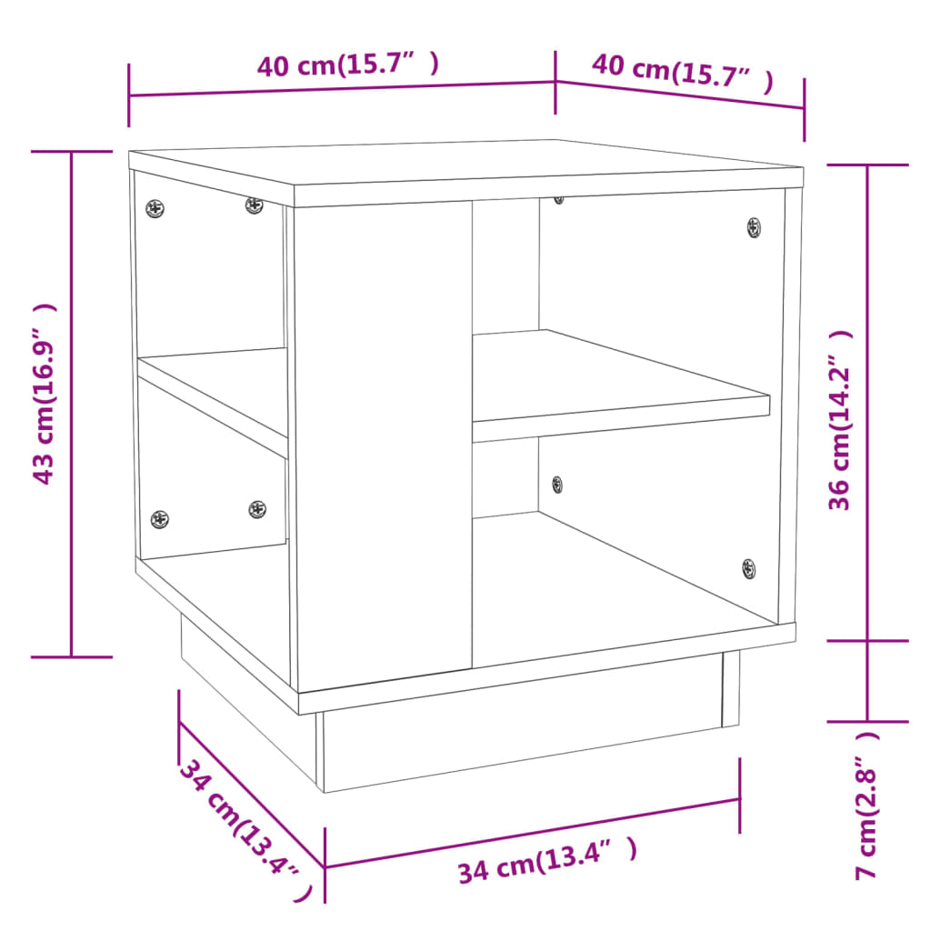 Soffbord sonoma-ek 40x40x43 cm konstruerat trä