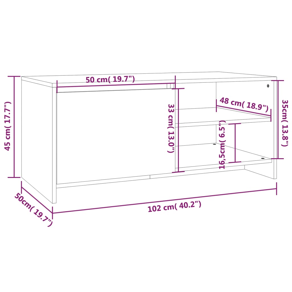 Soffbord sonoma-ek 102x50x45 cm konstruerat trä