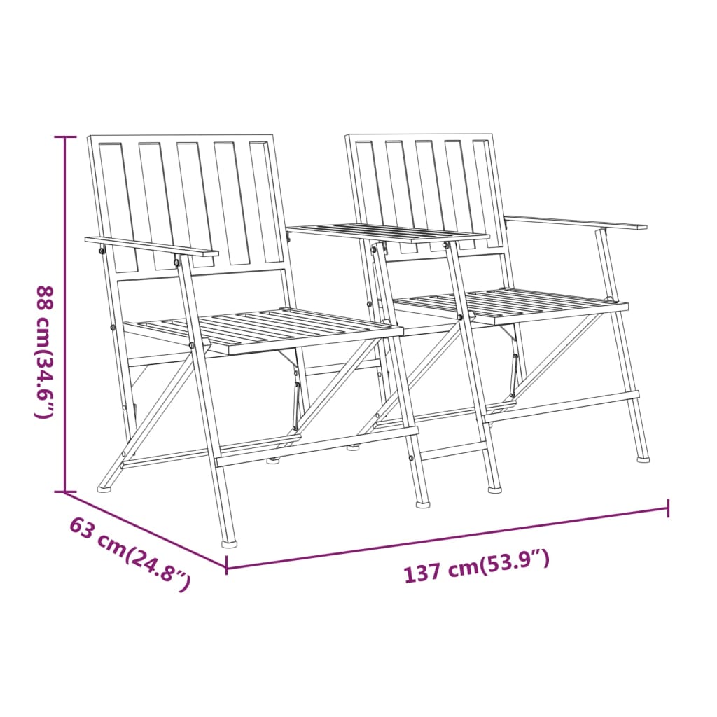 Trädgårdsbänk 2-sits 137 cm  stål