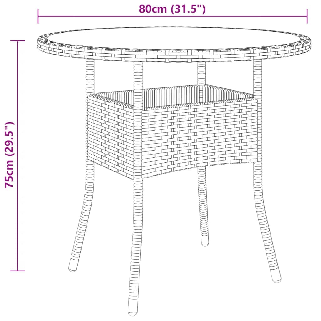 Caféset 3 delar konstrotting och härdat glas