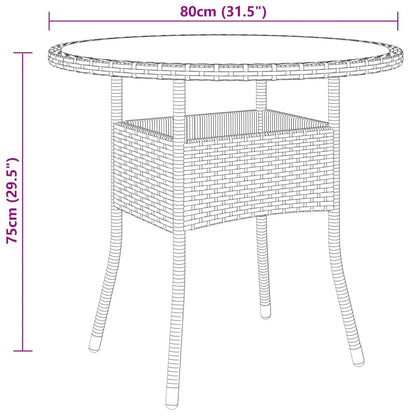 Caféset 3 delar konstrotting och härdat glas