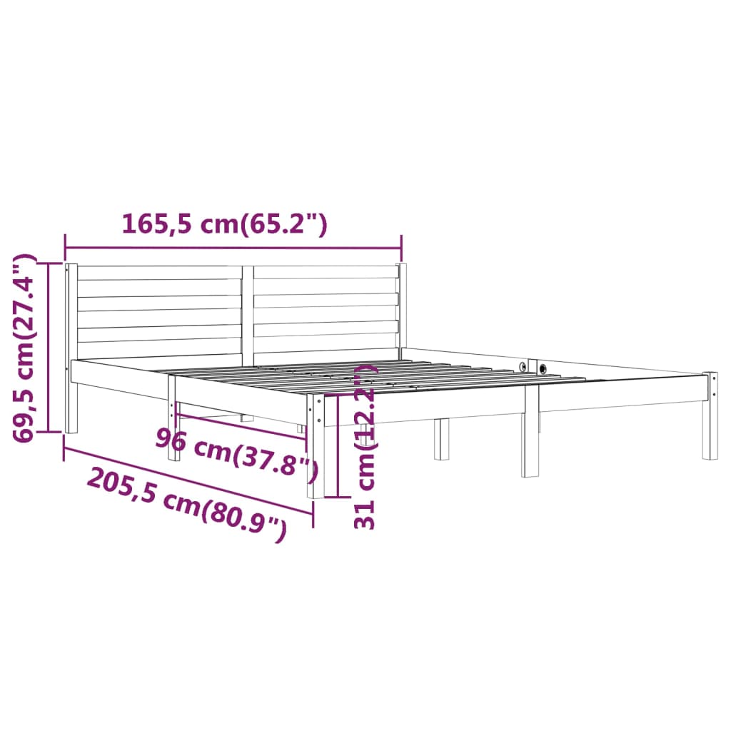 Sängram massiv furu 100x200 cm honungsbrun