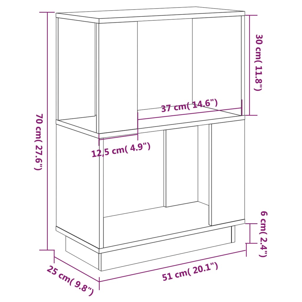 Bokhylla/Rumsavdelare honungsbrun 51x25x70cm massiv furu