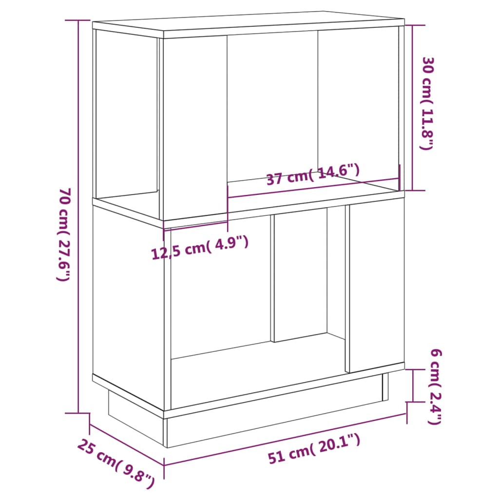 Bokhylla/Rumsavdelare honungsbrun 51x25x70cm massiv furu