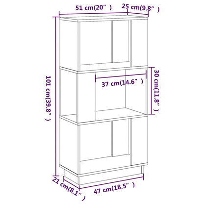 Bokhylla/rumsavdelare honungsbrun 51x25x101 cm massiv furu