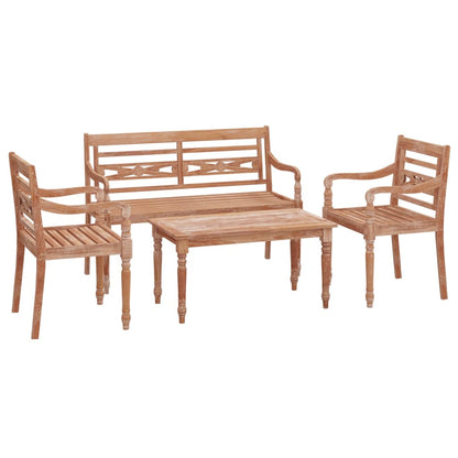 Loungegrupp 4 delar massiv teak