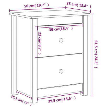 Sängbord honungsbrun 50x35x61,5 cm massiv furu