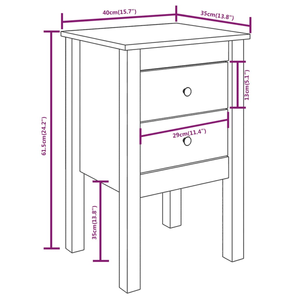 Sängbord honungsbrun 40x35x61,5 cm massiv furu