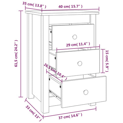 Sängbord 40x35x61,5 cm massiv furu