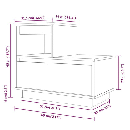 Sängbord 2 st honungsbrun 60x34x51 cm massiv furu