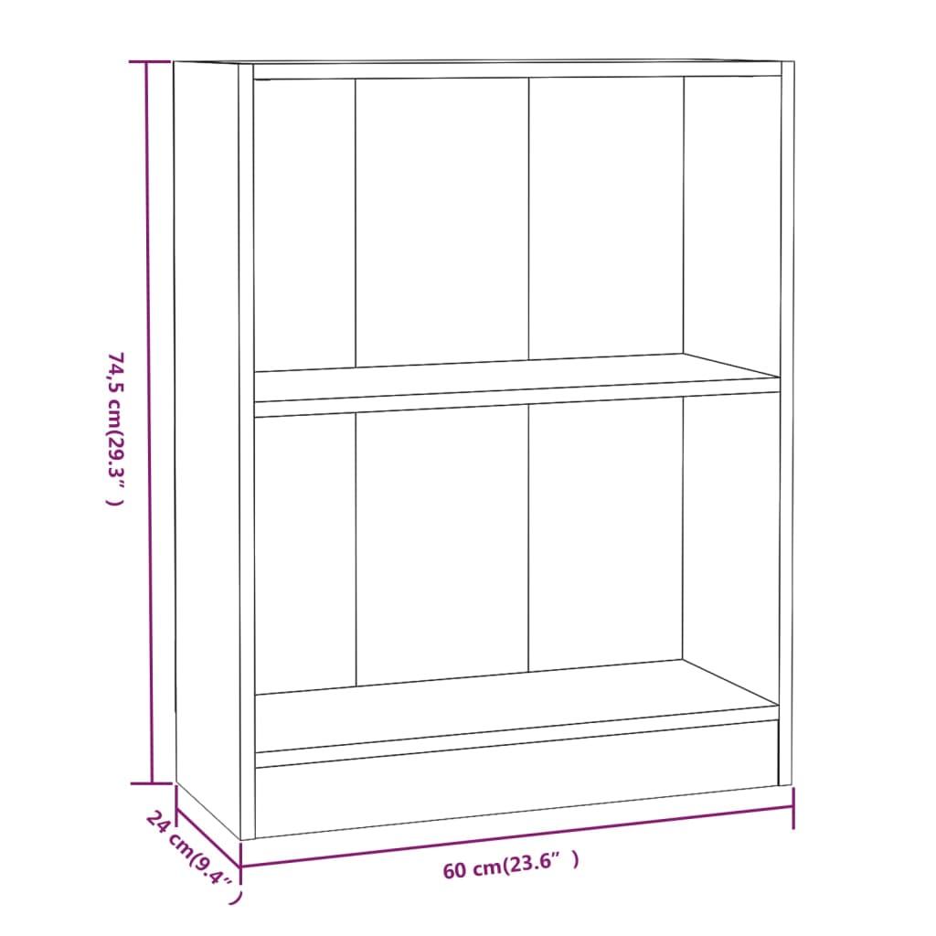 Bokhylla rökfärgad ek 60x24x74,5 cm konstruerat trä