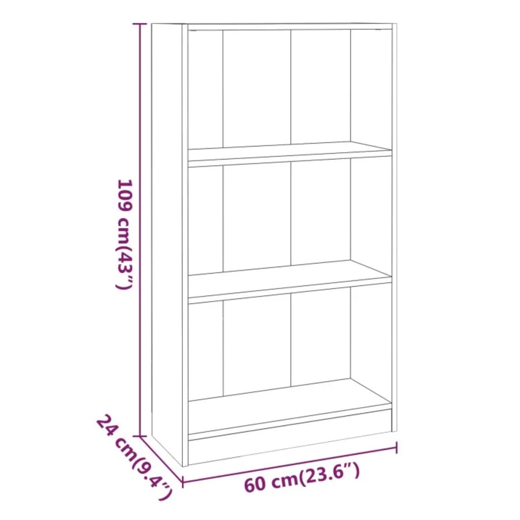 Bokhylla rökfärgad ek 60x24x109 cm konstruerat trä