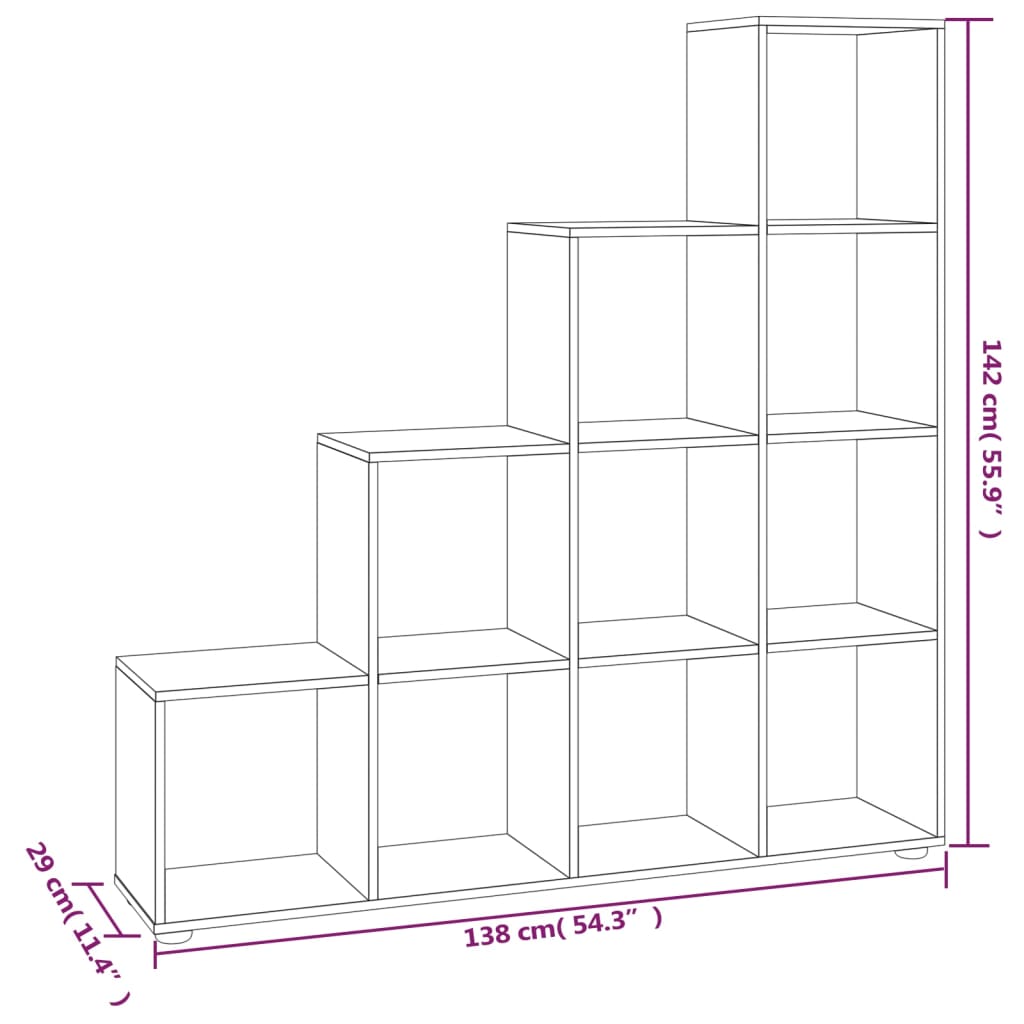 Bokhylla trappformad  142 cm konstruerat trä