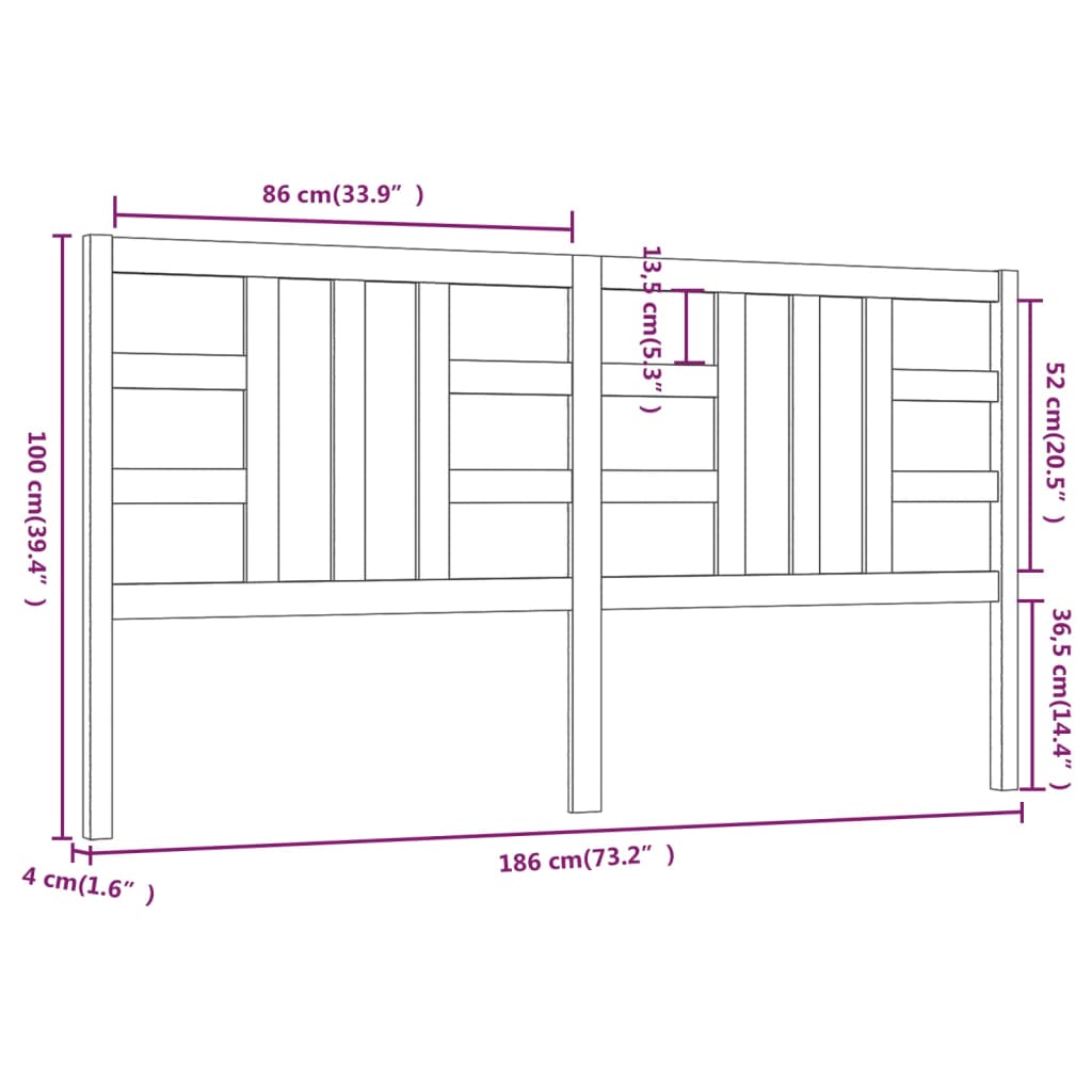 Sänggavel honungsbrun 206x4x100 cm massiv furu