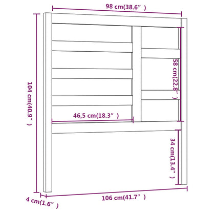 Sänggavel 106x4x104 cm massiv furu