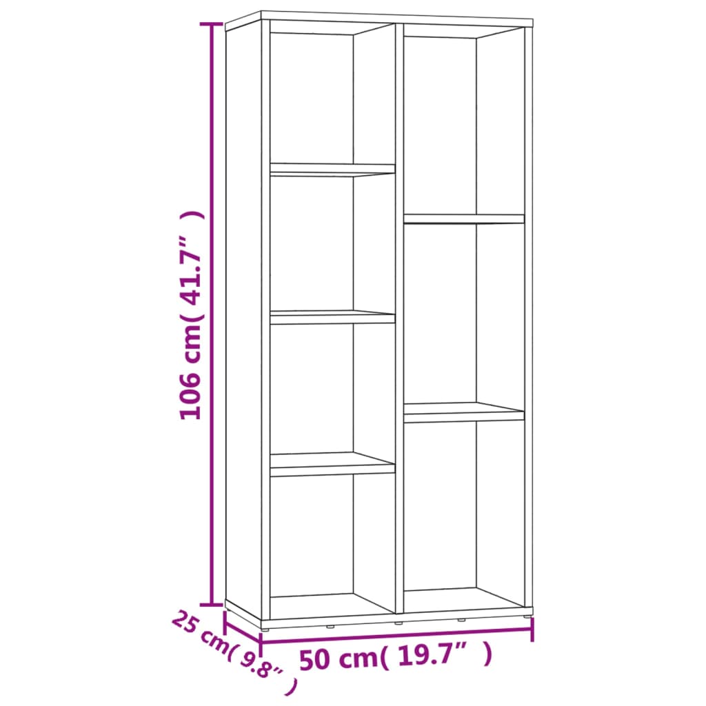 Bokhylla rökfärgad ek 50x25x106 cm